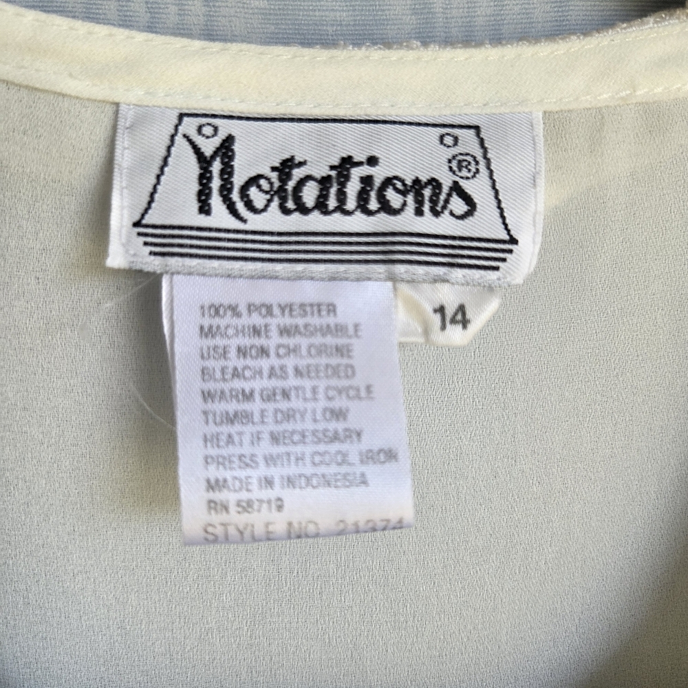Vintage Notations Blouse 14 Ivory Sheer Lace Collar‎ Twee Victorian Goth Vamp - Picture 4 of 9
